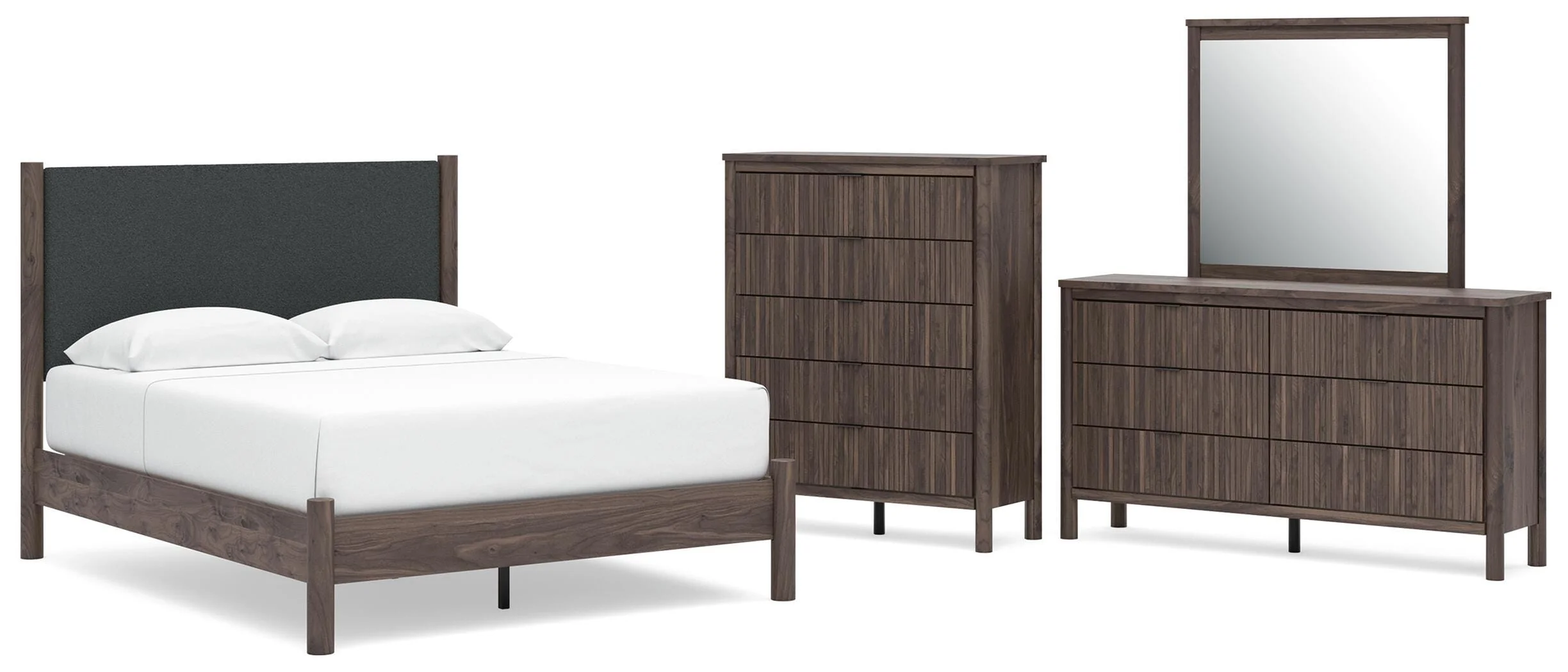 Pamytta Upholstered Panel Platform Bed Bedroom Set - Image 10