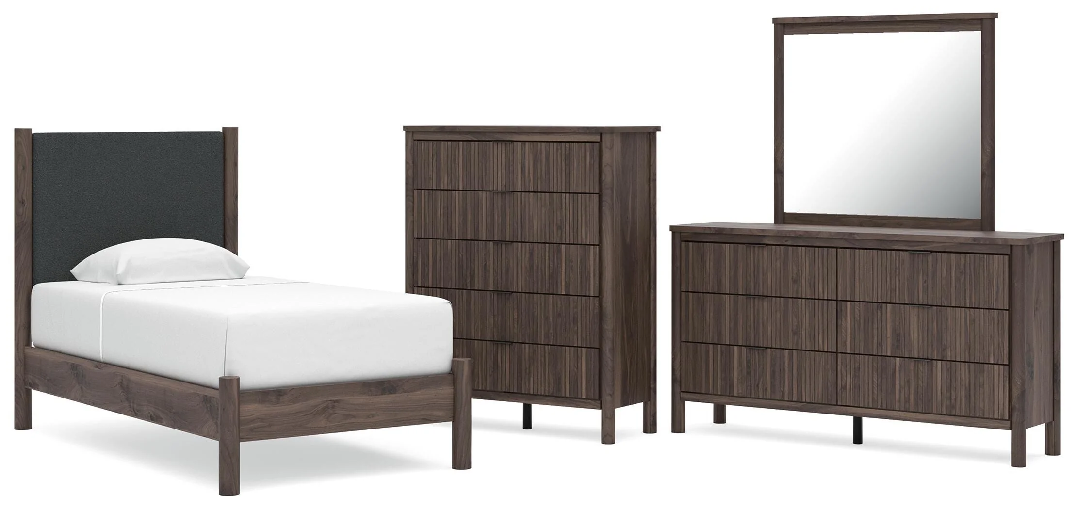 Pamytta Upholstered Panel Platform Bed Bedroom Set - Image 14
