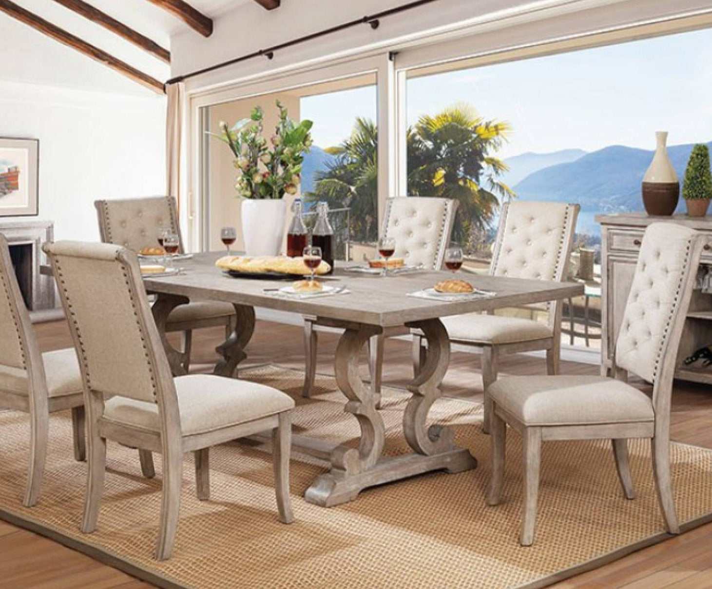 Patience Rustic Natural Tone & Beige Dining Table - Image 7