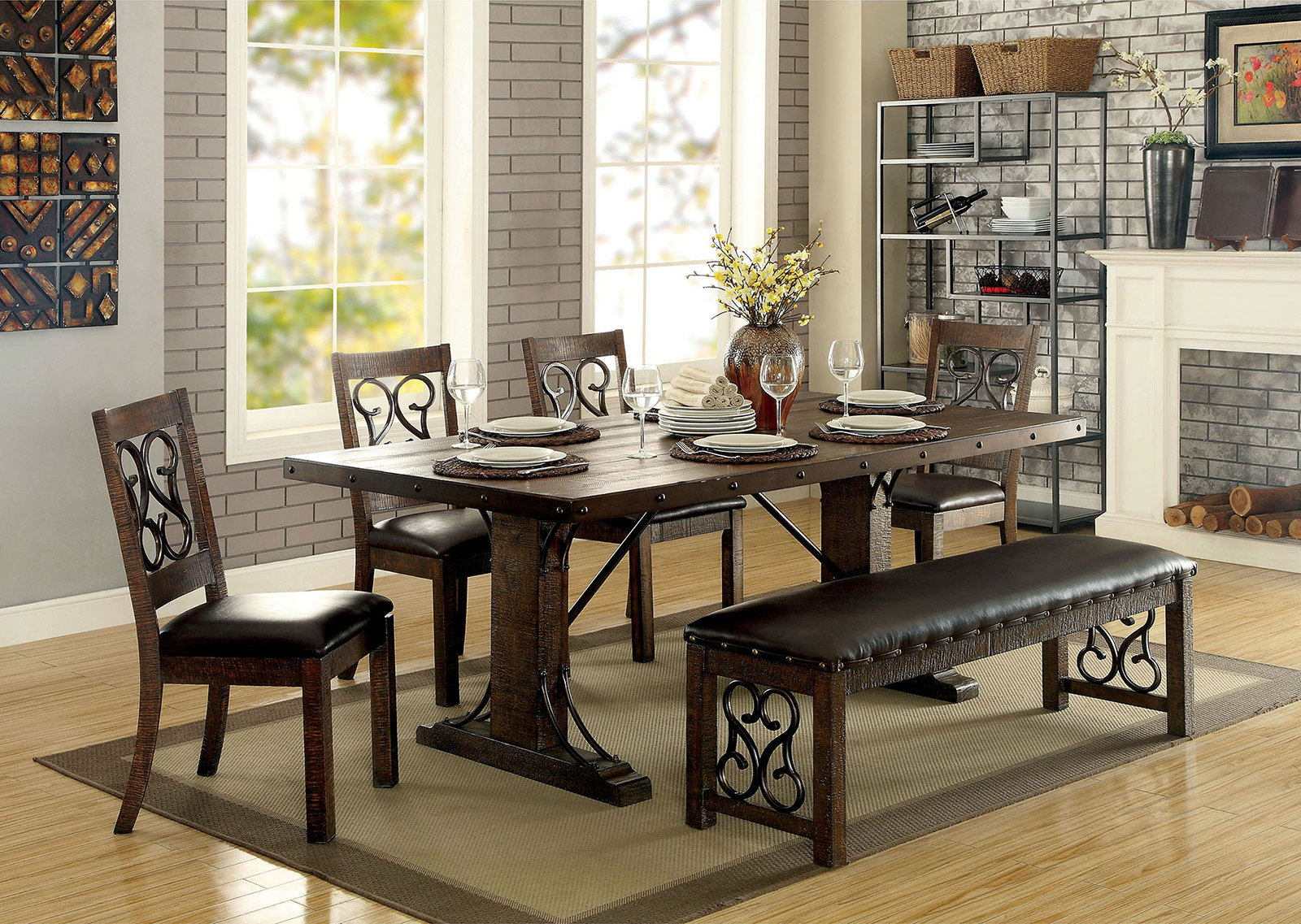 Paulina Rustic Walnut & Espresso Bench - Image 2