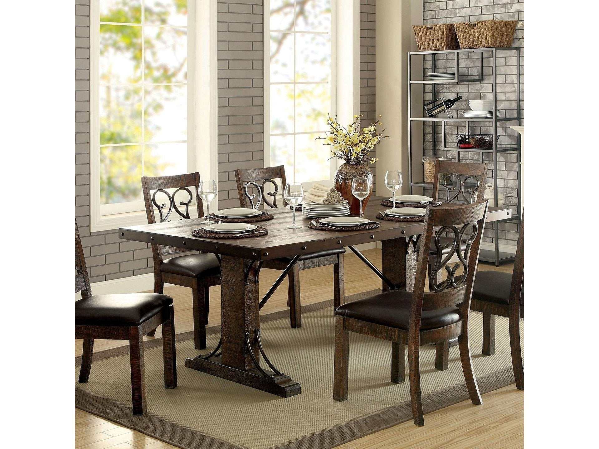 Paulina  Rustic Walnut/Espresso  Dining Table