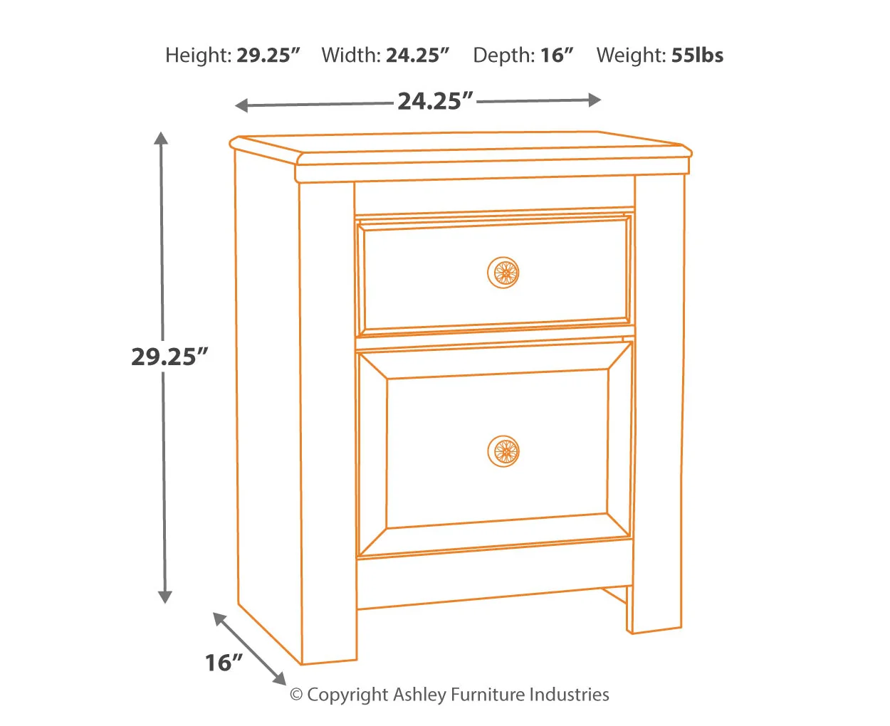 Paxberry Two Drawer Night Stand - Image 4