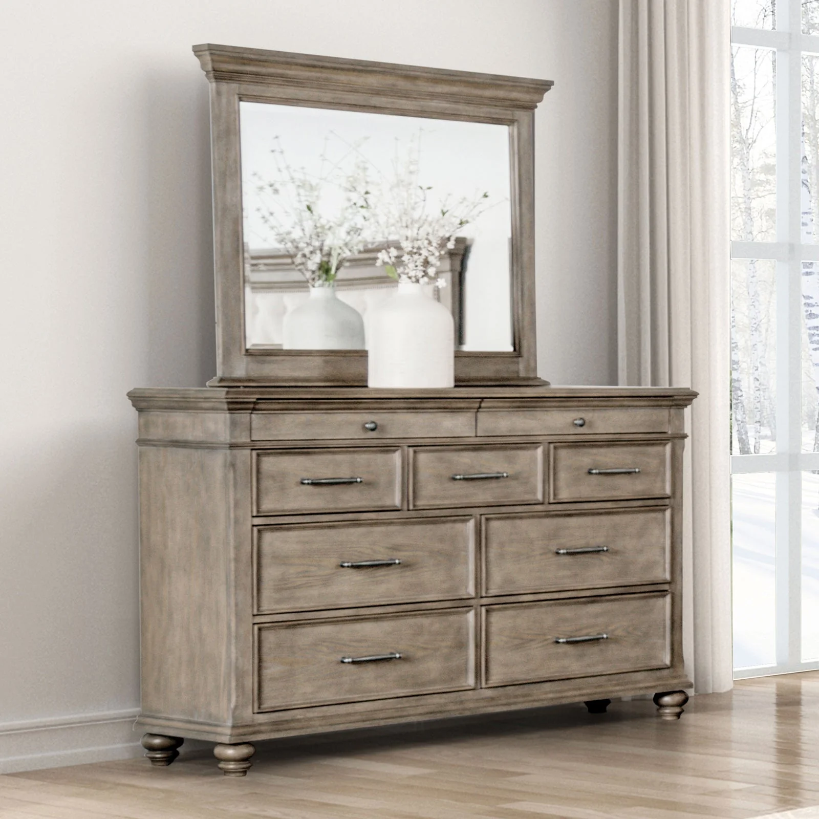Philomath Aged Oak 5 Pc. Queen Bedroom Set w/ 2NS - Image 7