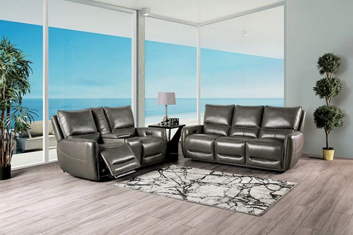Phineas Gray Top Grain Leather Match Power Reclining Sofa - Image 4