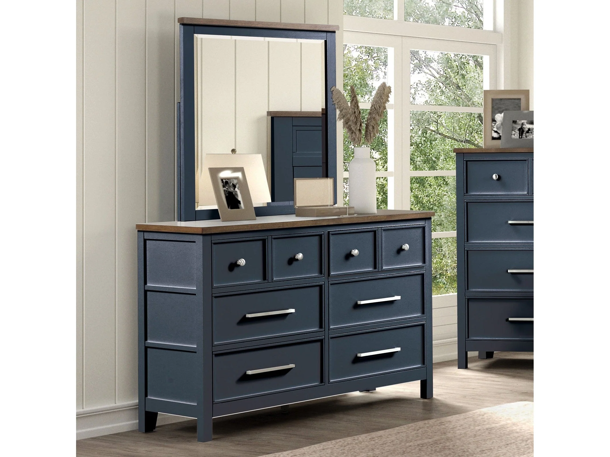 Pinetop Blue/Dark Brown Dresser
