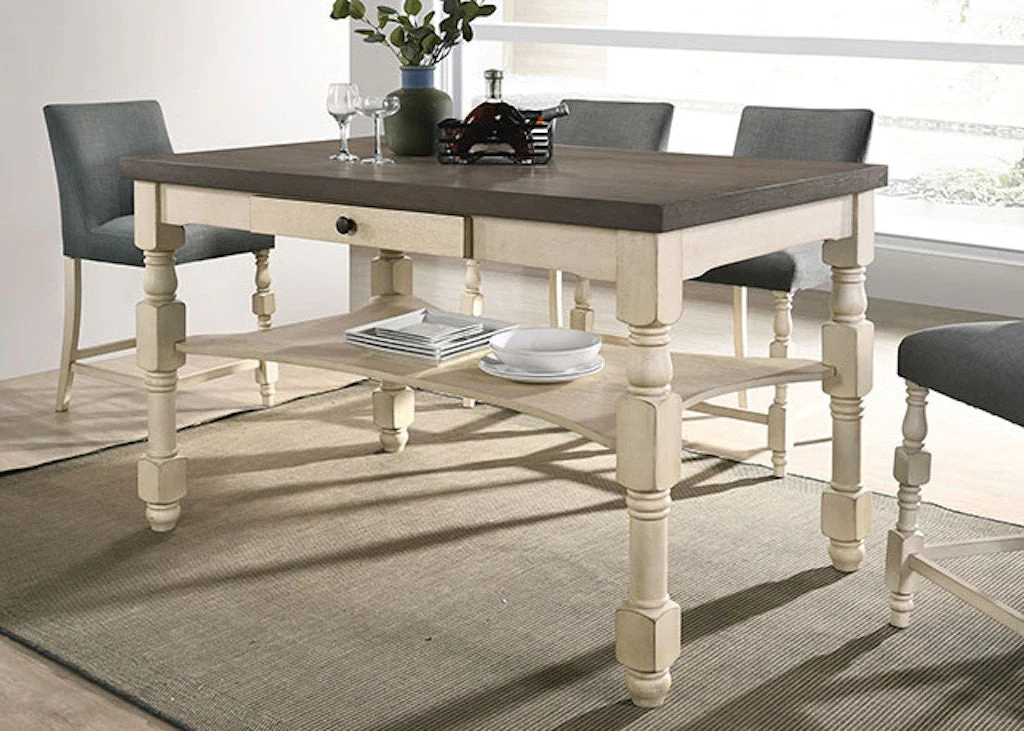 Plymouth Ivory/Dark Gray 7 Pc. Counter Height Table Set w/ 2 Stools - Image 2