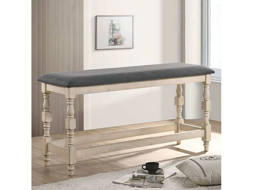 Plymouth Ivory/Dark Gray Counter Height Bench