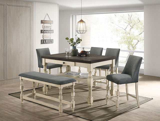 Plymouth Ivory/Dark Gray Counter Height Bench - Image 2