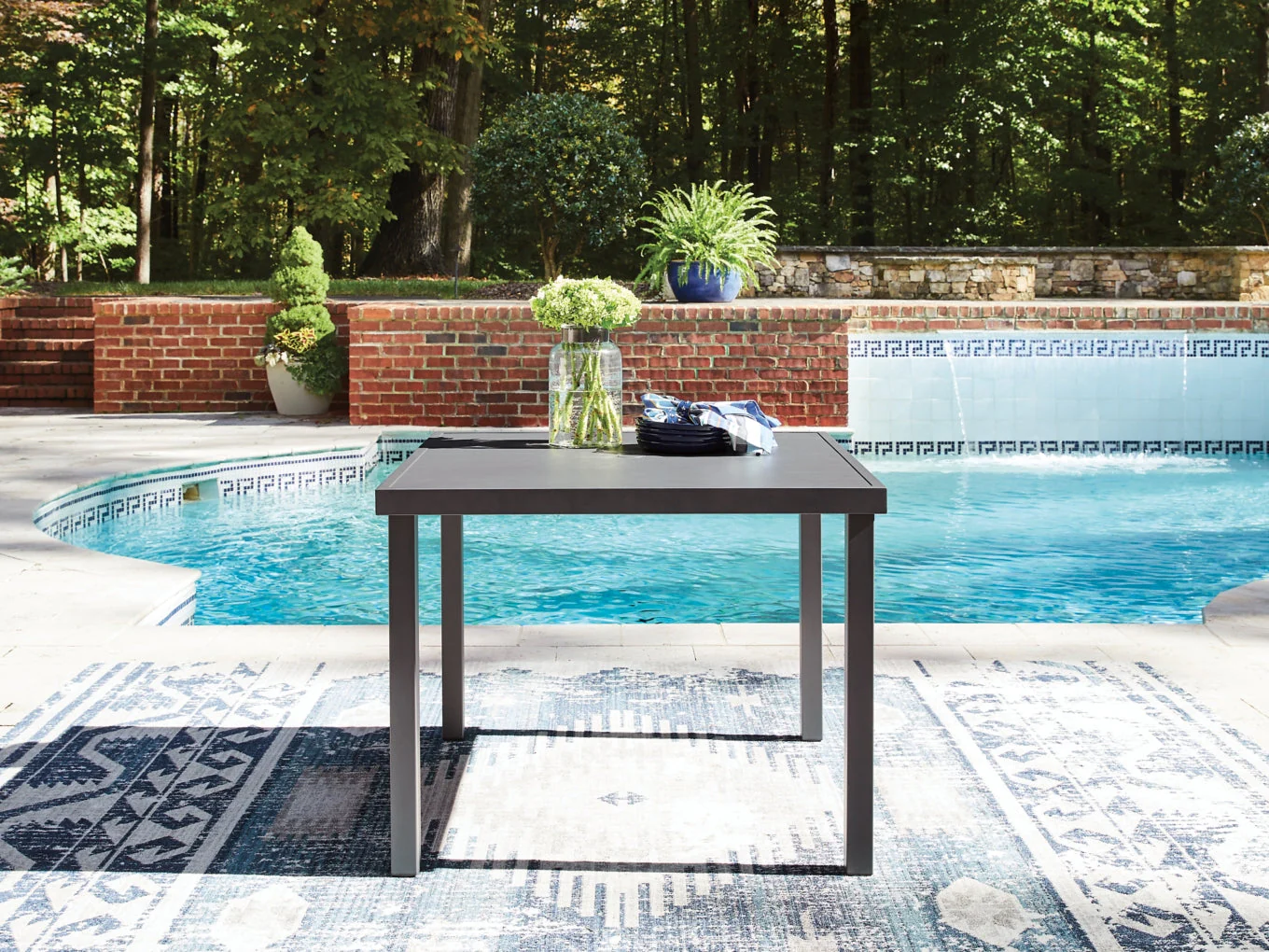 Point Bonita Square Dining Table with Umbrella Option - Image 2