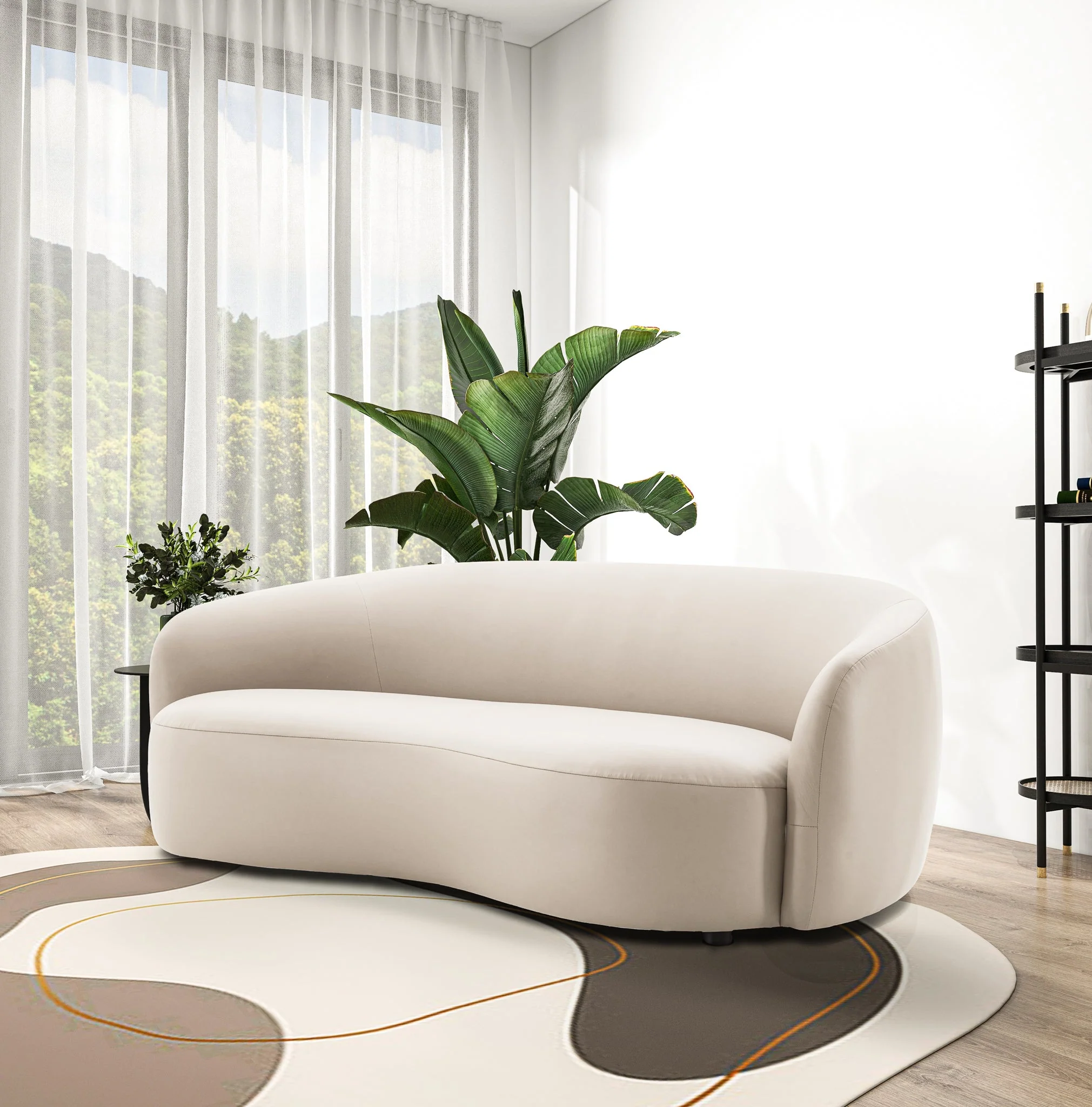 Porter Beige PU Leather Sofa - Image 5