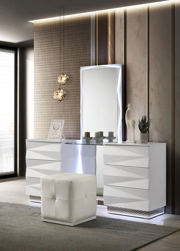 Prisma White Vanity Set w/ Stool - Image 2