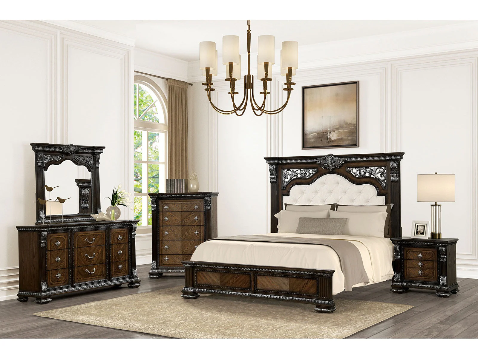 Promenade Espresso Queen 5 Piece Bedroom Set w/2 Nightstands