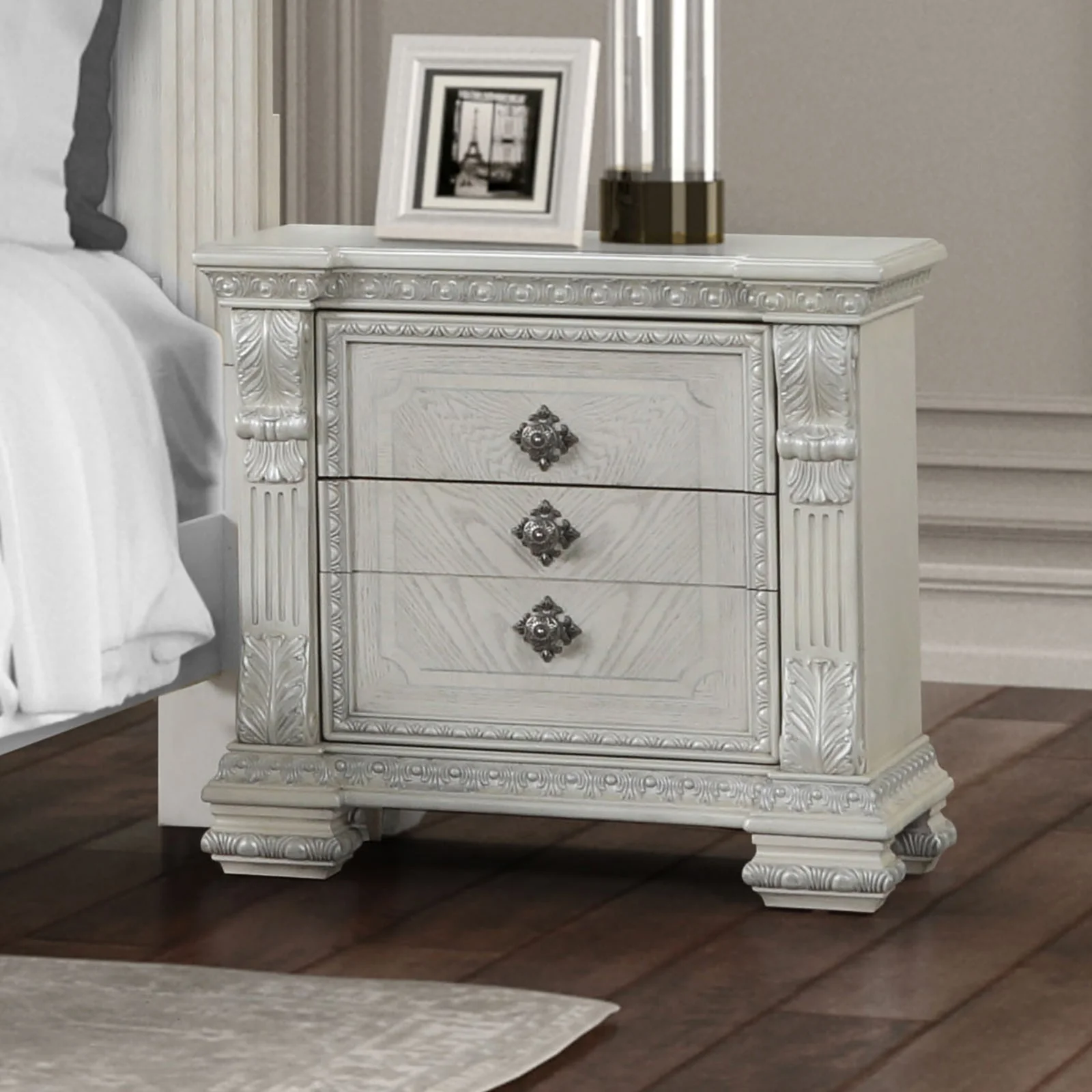Promenade Wire Brushed White Nightstand - Image 2
