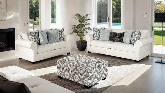 Queensbury White Ottoman - Image 3