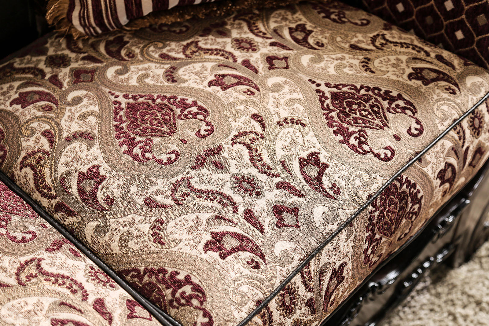 Quirino Burgundy/Dark Brown Sofa - Image 4