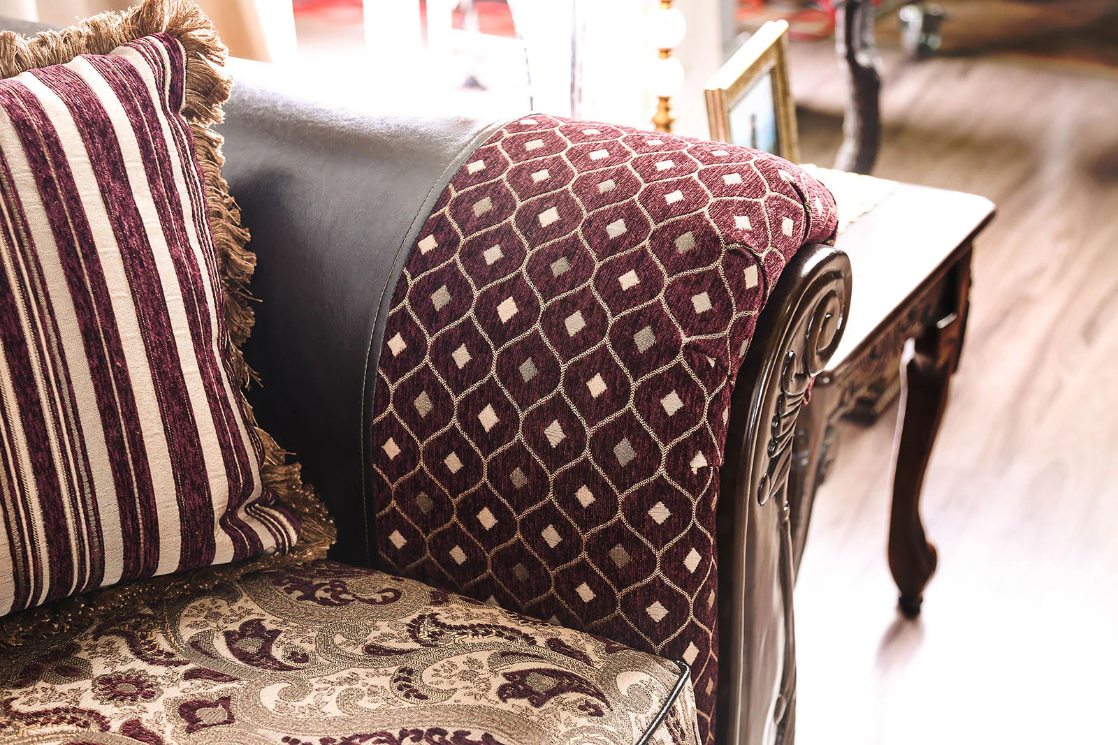Quirino Burgundy/Dark Brown Sofa - Image 5