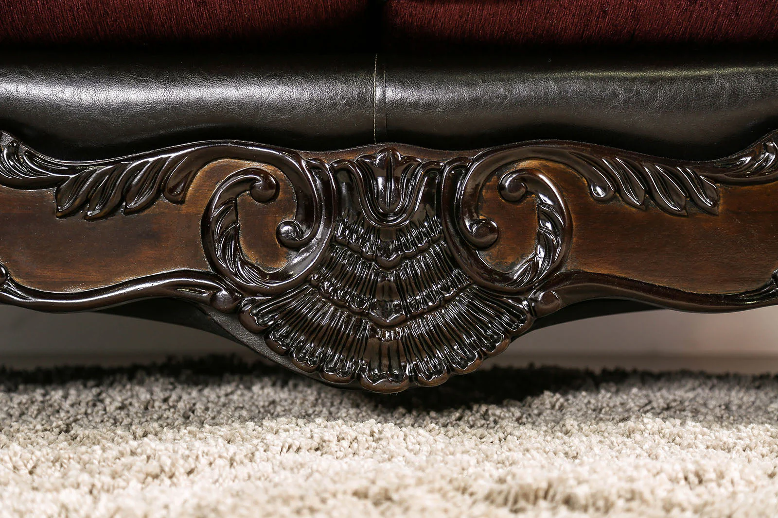 Quirino Burgundy/Dark Brown Sofa - Image 7