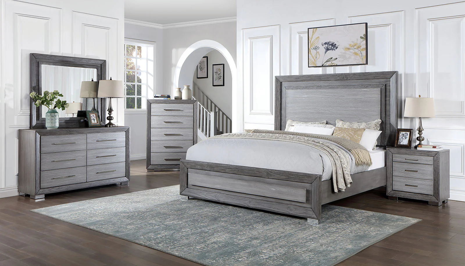 Raiden Gray 5 Pc. Queen Bedroom Set w/ 2NS - Image 2
