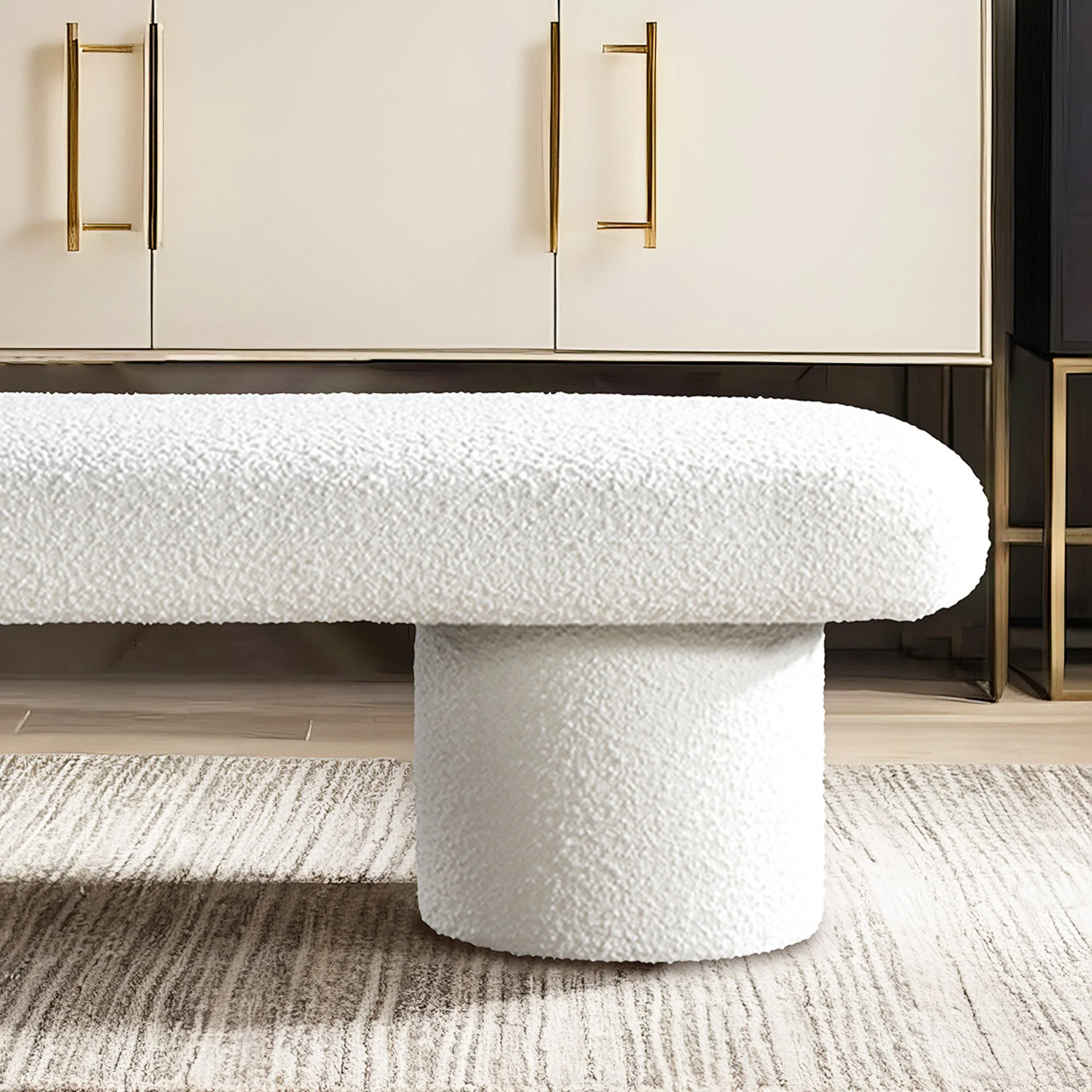 Randolph Ivory Boucle Bench - Image 3