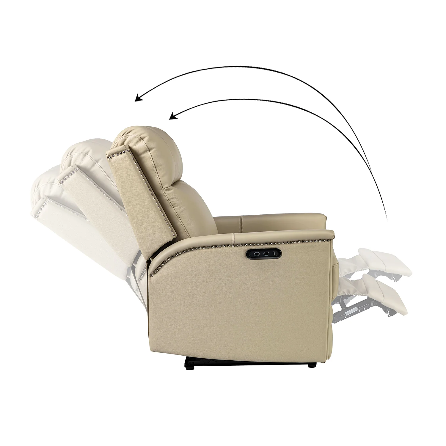Heinrich Genuine Leather Power Recliner in Beige - Image 4