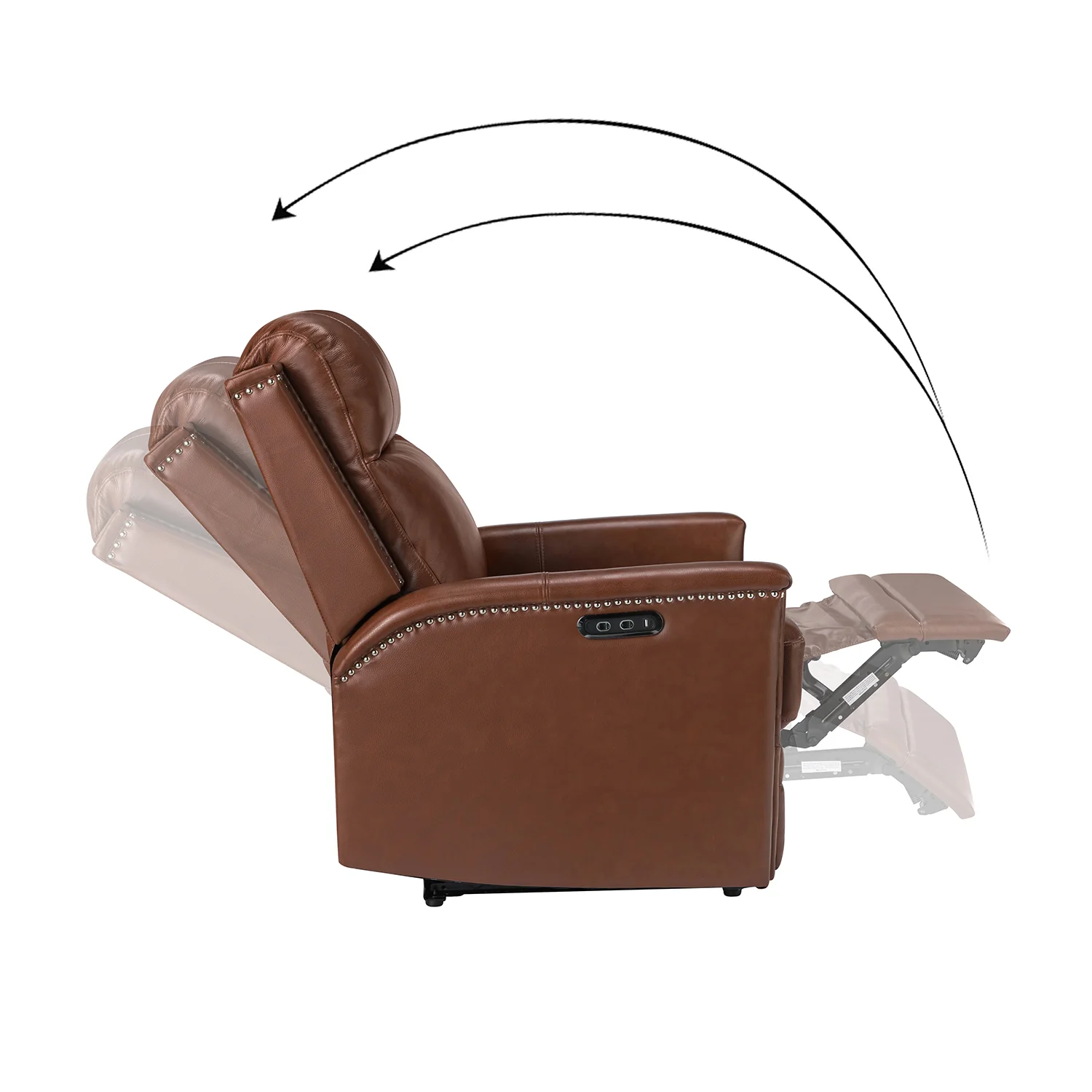 Heinrich Genuine Leather Power Recliner in Brown - Image 5