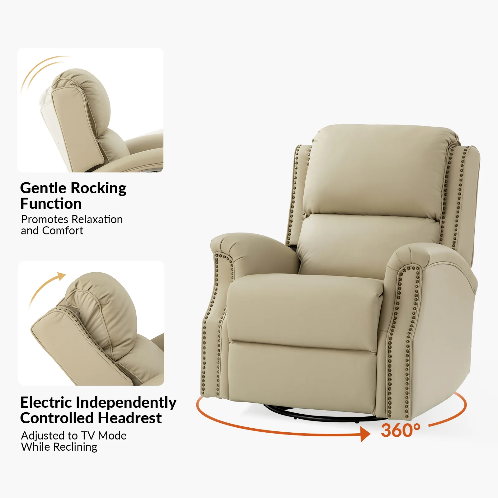 Andreas Recliner in Beige - Image 5
