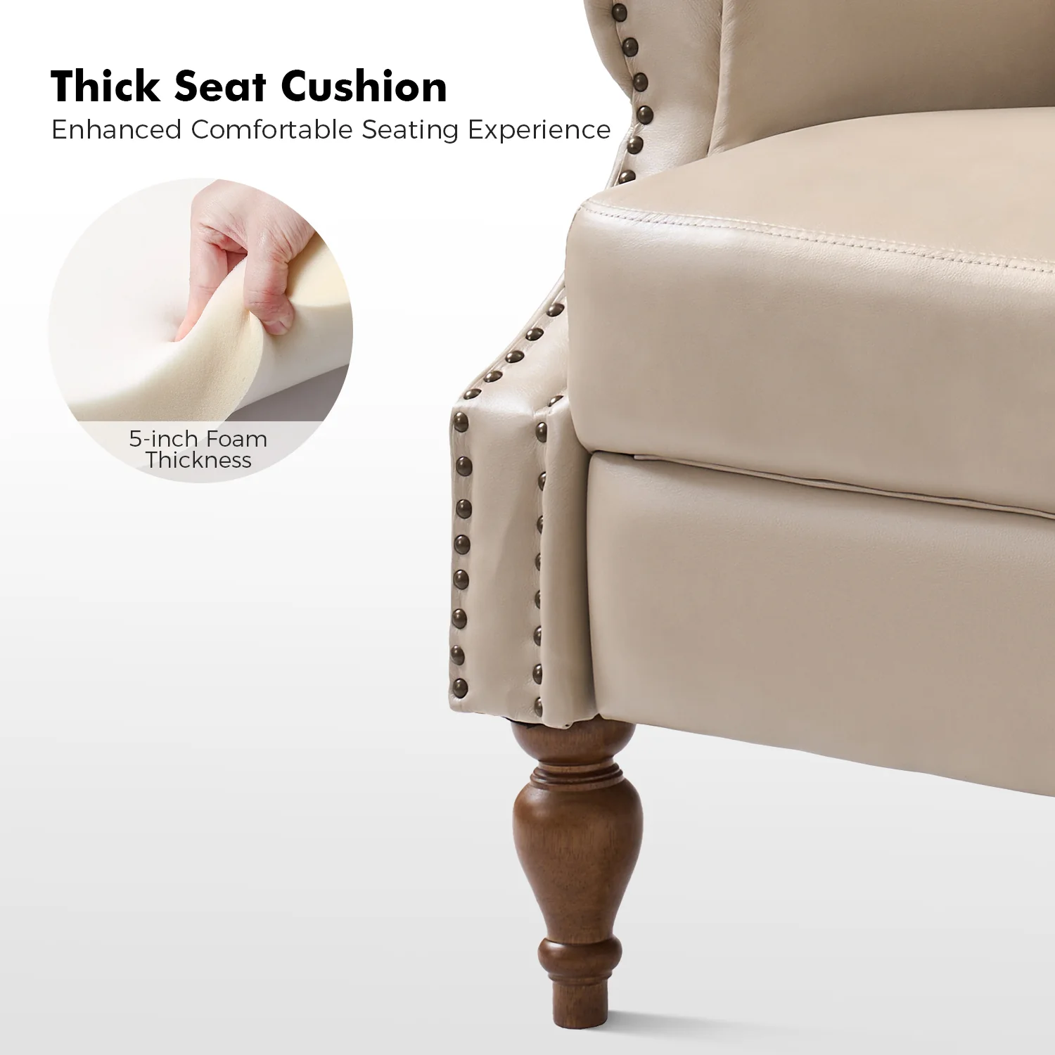 Rosalie Vegan Leather Manual Recliner in Beige - Image 5