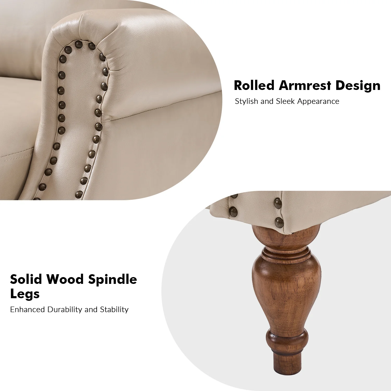 Rosalie Vegan Leather Manual Recliner in Beige - Image 6