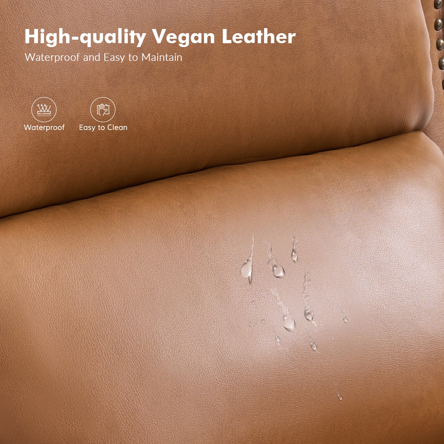Rosalie Vegan Leather Manual Recliner in Camel - Image 4
