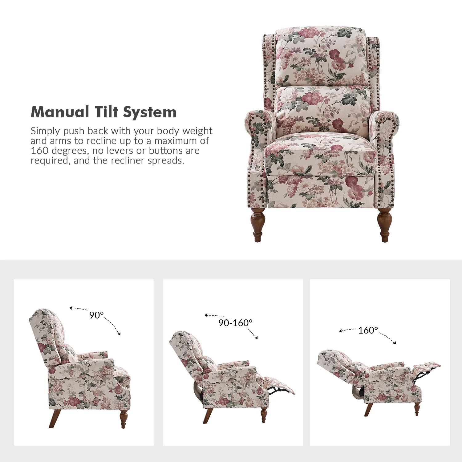 Rosalie Manual Recliner in Floral - Image 3