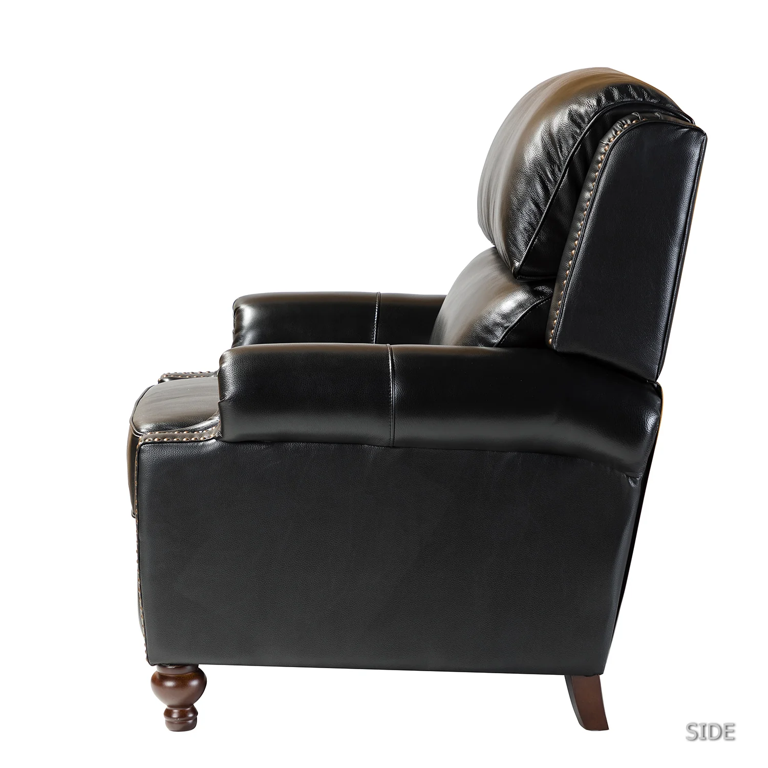 Franco Genuine Leather Recliner in Black - Image 3