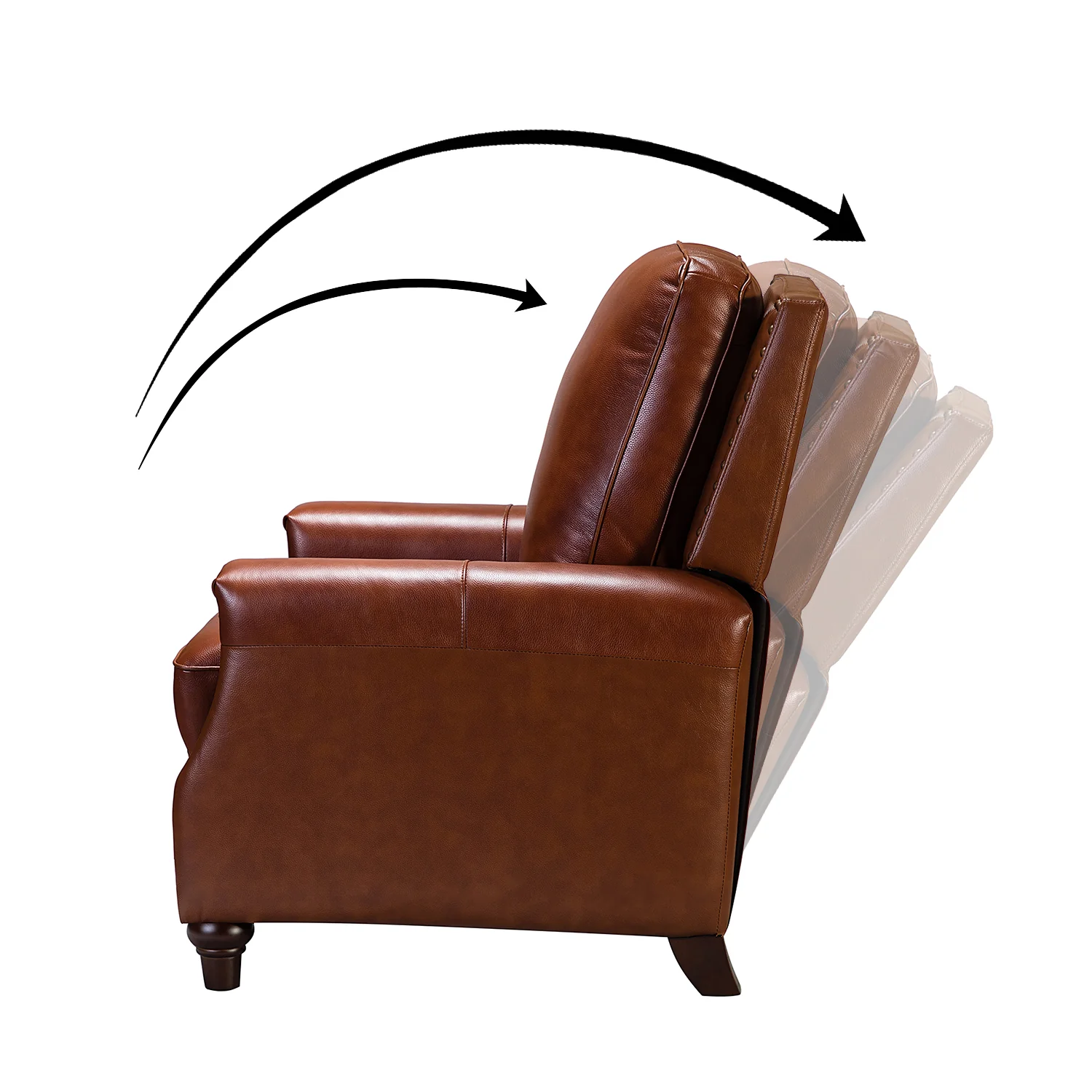 Amil Genuine Leather Recliner in Brown - Image 3
