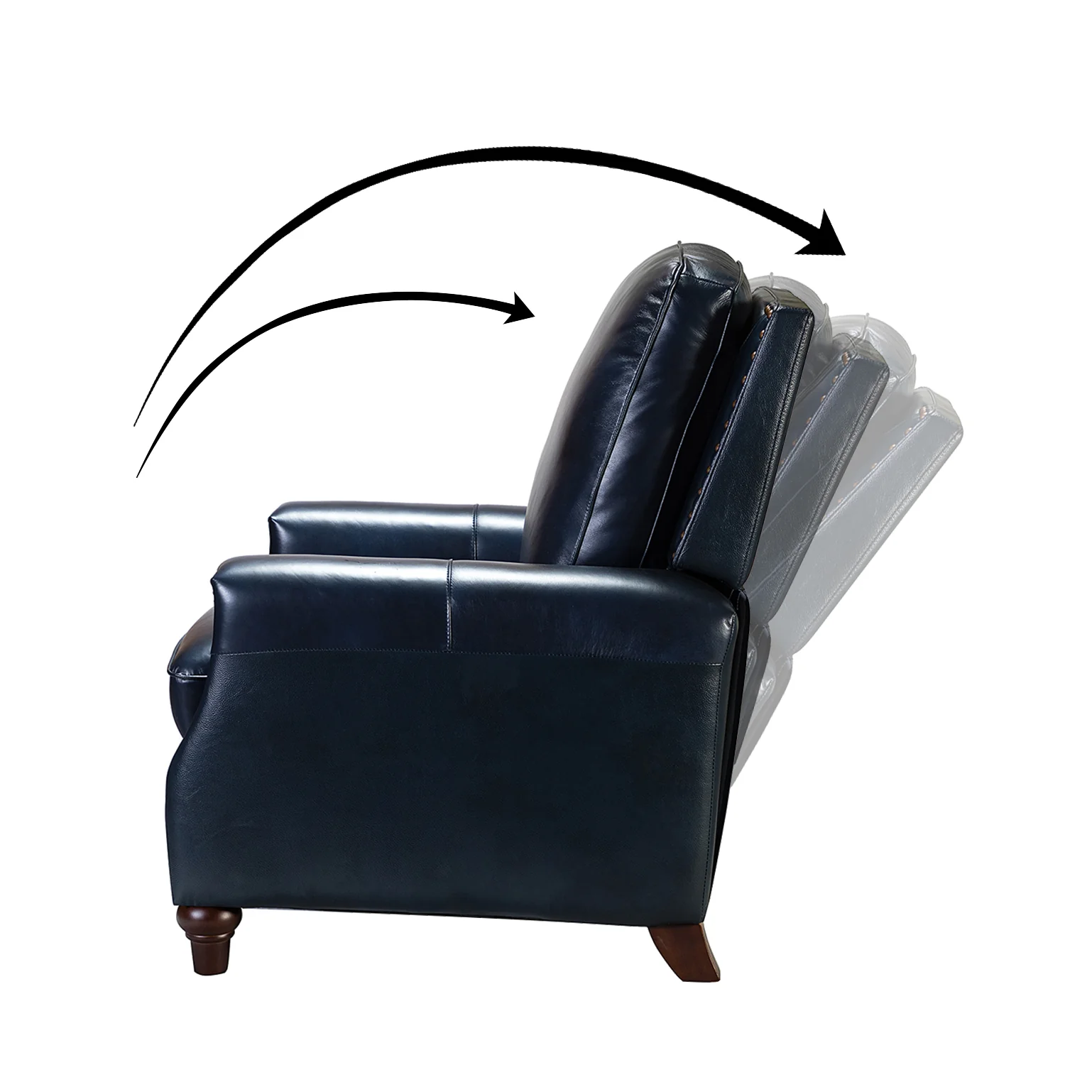 Amil Genuine Leather Recliner in Navy - Image 3