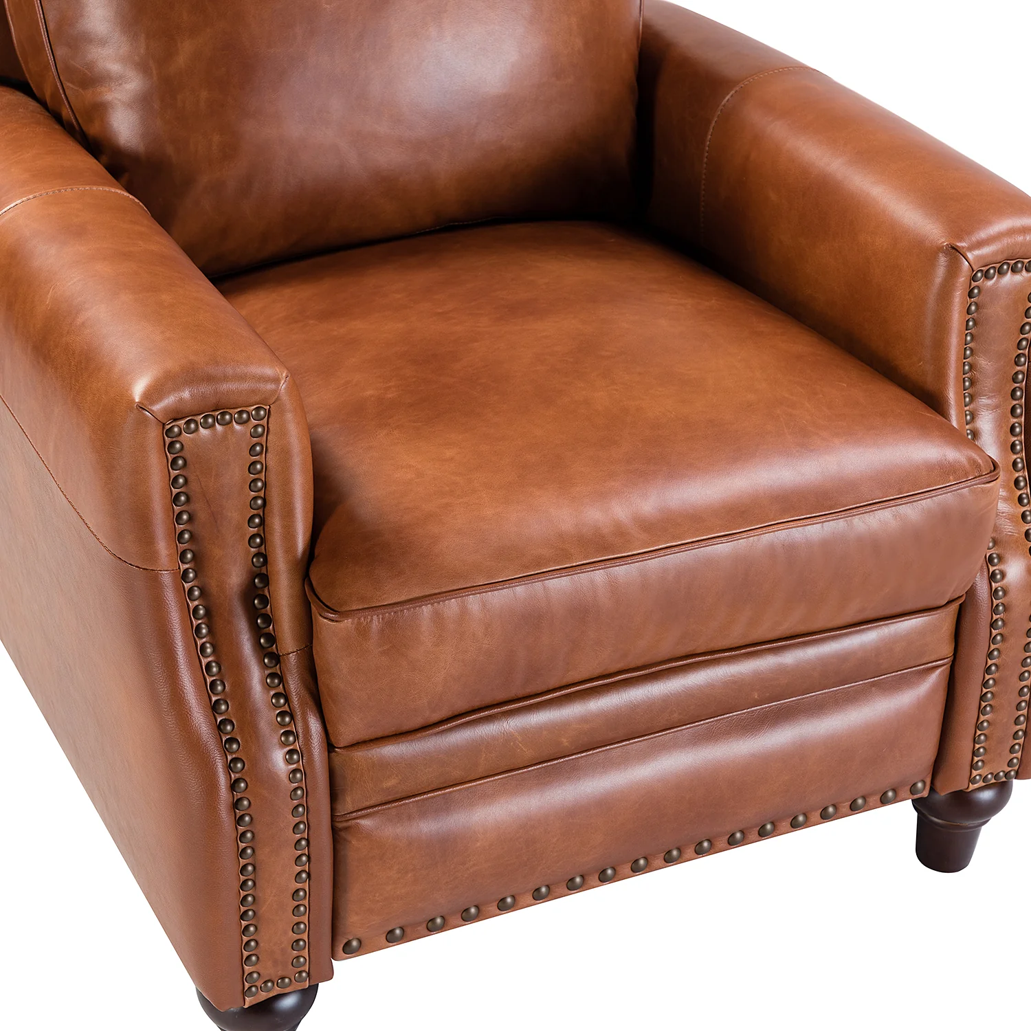 Amil Genuine Leather Recliner in Saddle - Image 5