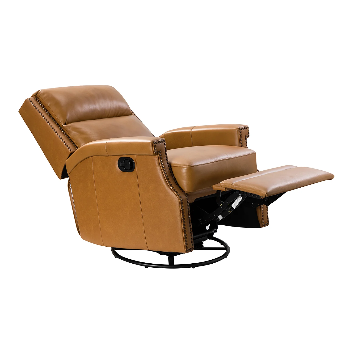 Louise Genuine Leather Swivel Rocker Recliner in Camel - Image 5