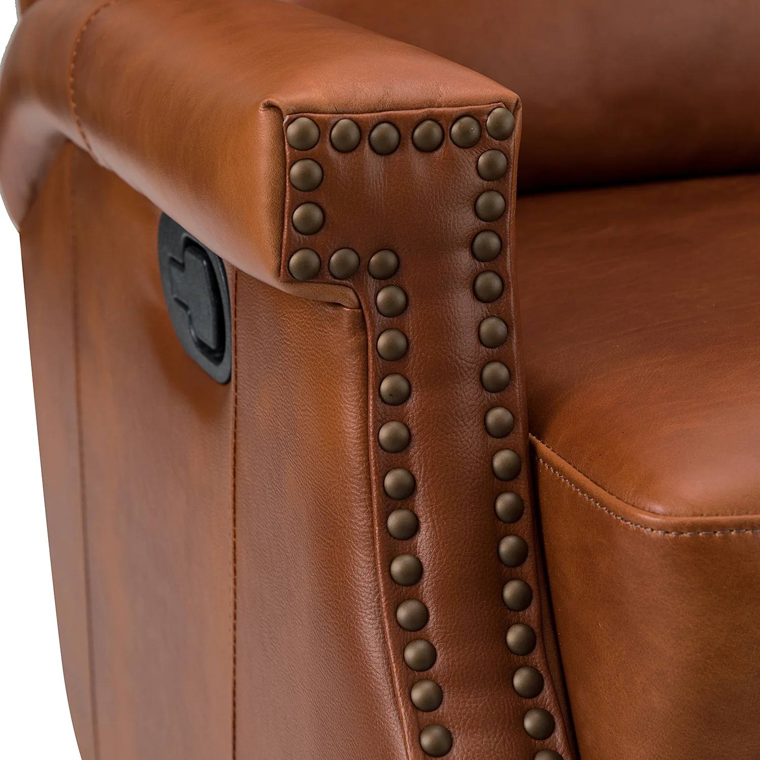 Louise Genuine Leather Swivel Rocker Recliner in Saddle - Image 6