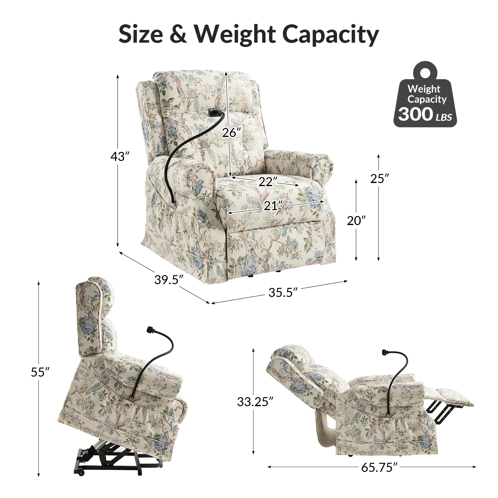 Billy Lift Assist Power Recliner in Bird - Image 3