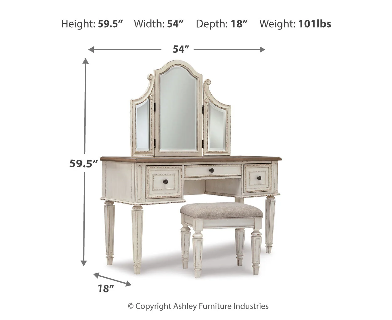 Realyn Vanity/Mirror/Stool - Image 4