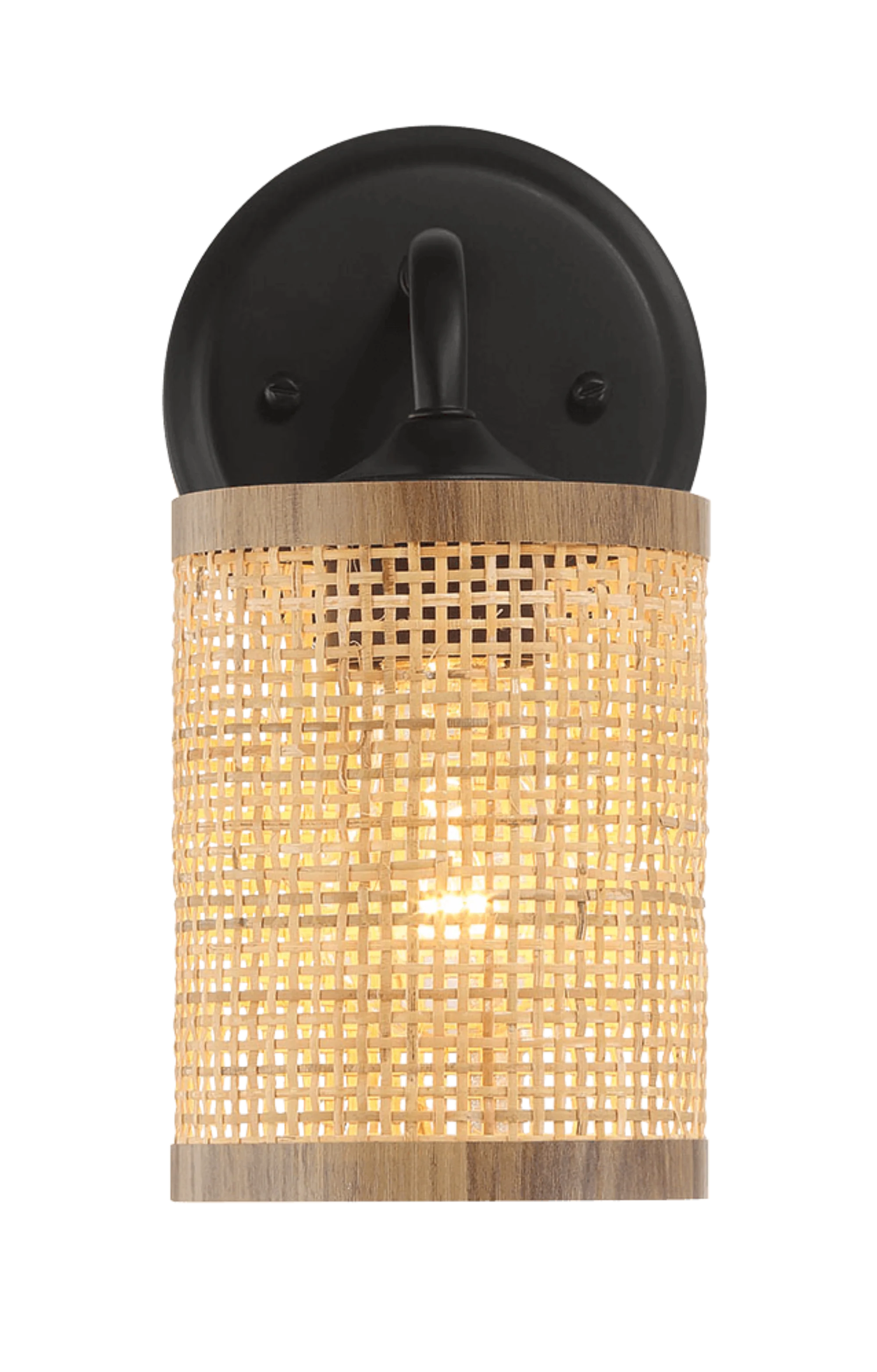 Reef Single Lights Wall Sconce With Natural Rattan Shade Rustic Wicker Wall Light - Image 4