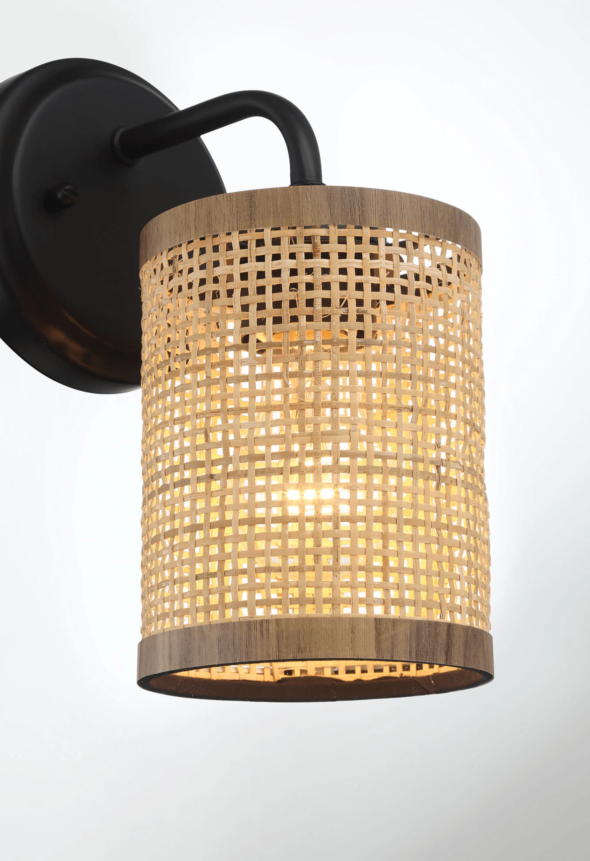 Reef Single Lights Wall Sconce With Natural Rattan Shade Rustic Wicker Wall Light - Image 5