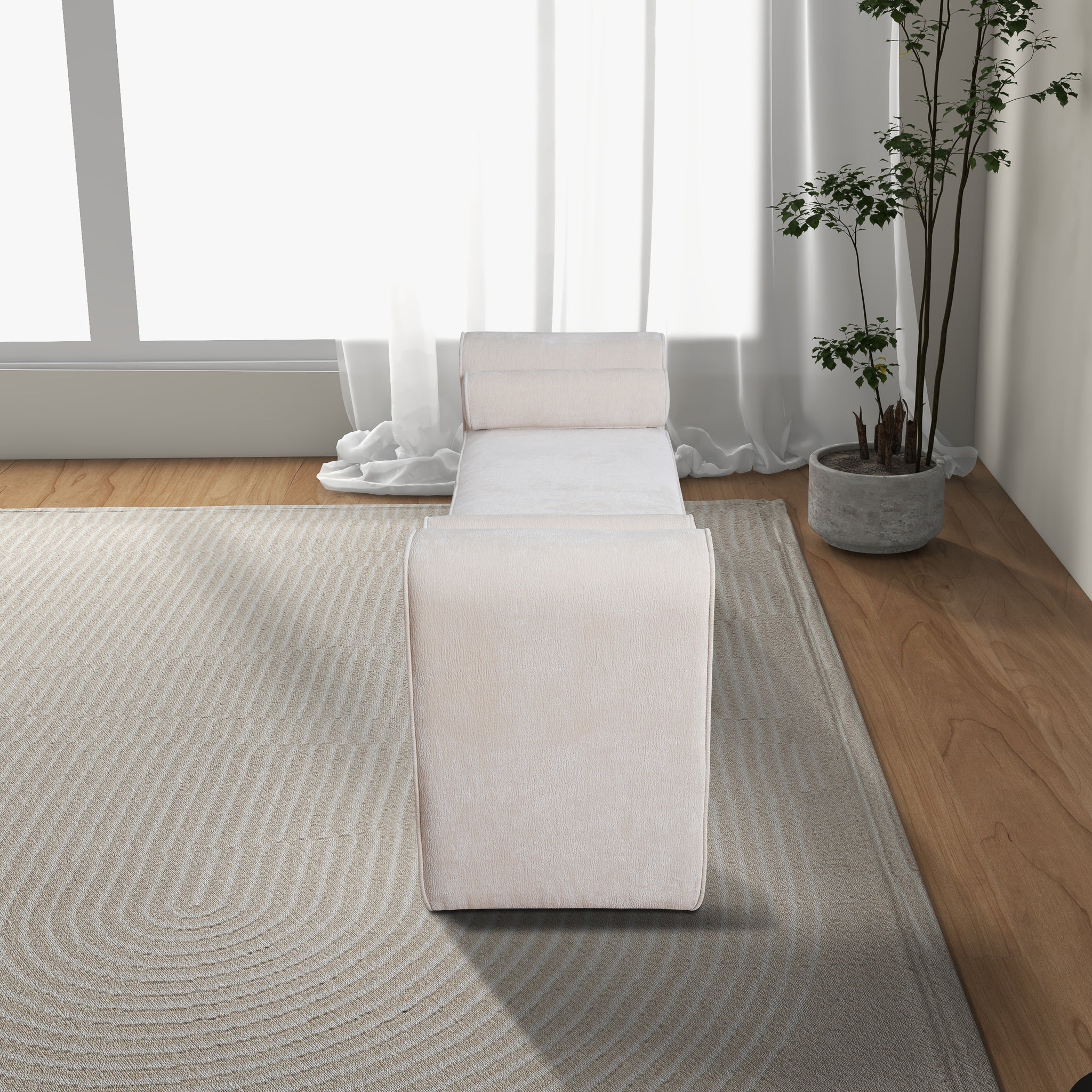 Regent Bench in Cream Chenille - Image 4