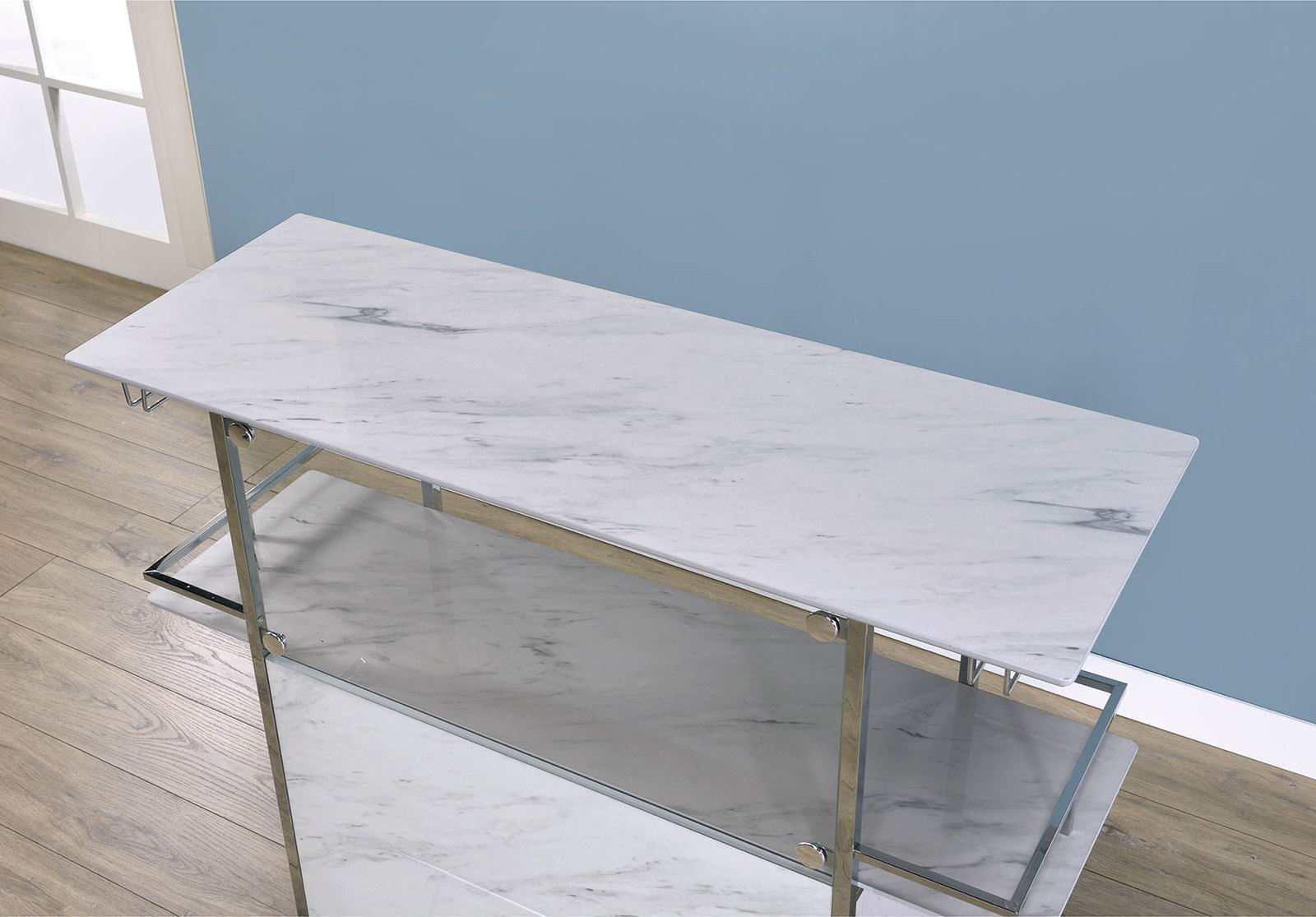 Rianna White & Chrome Bar Table - Image 3