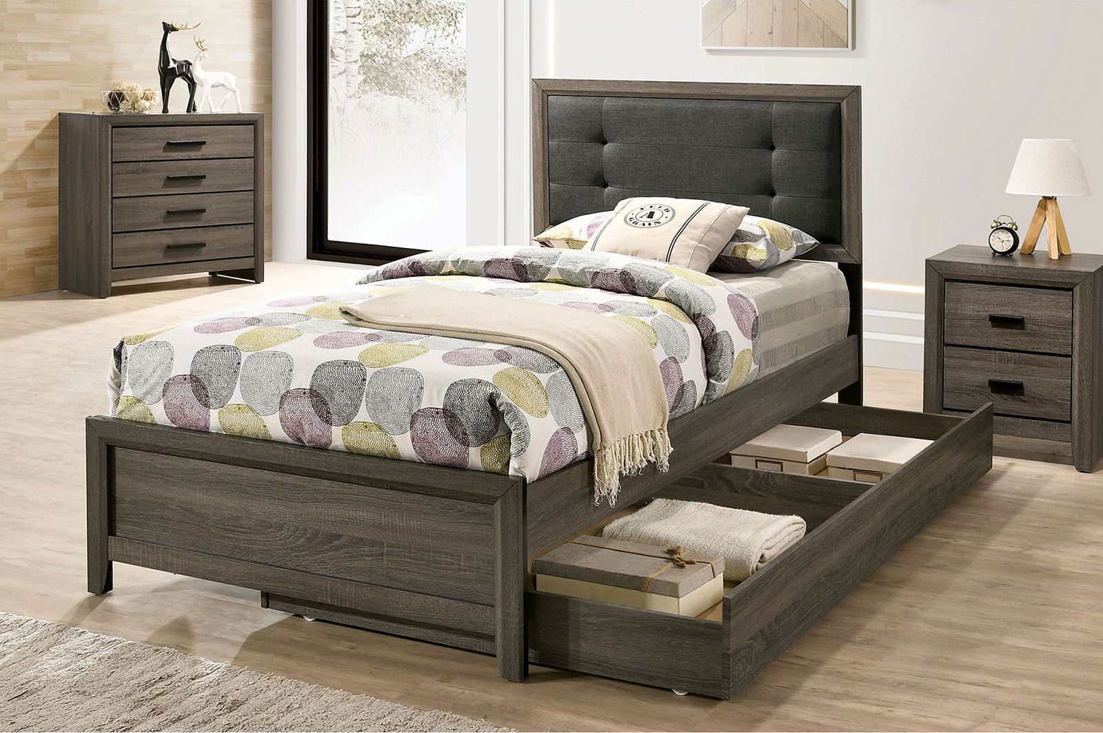 Roanne Gray & Charcoal Full Bed - Image 3