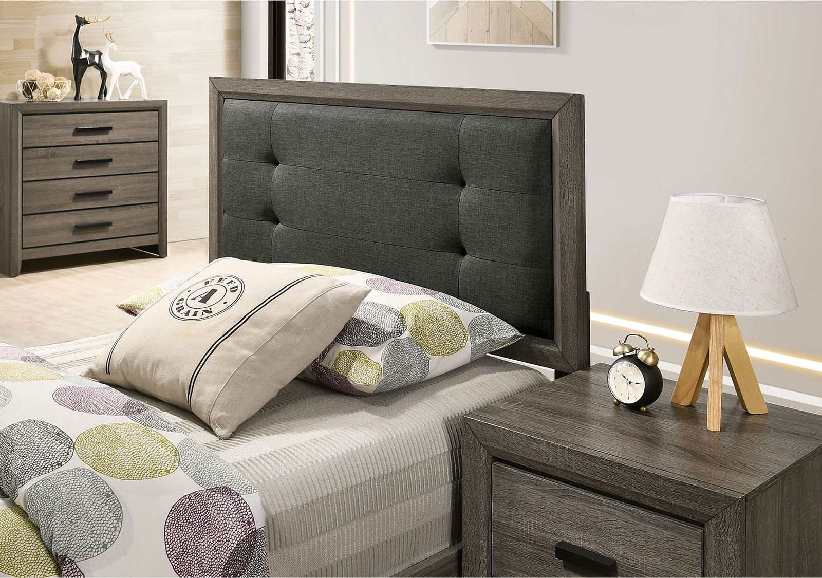 Roanne Gray & Charcoal Twin Bed - Image 2