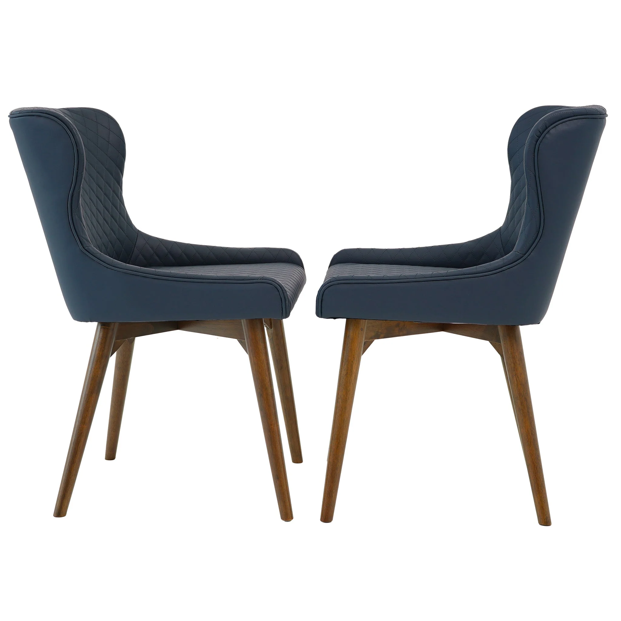 Robin Dining Chair Set of 2 - Navy Blue Vegan Leather - Image 4
