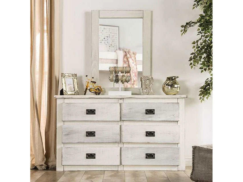 Rockwall Wire-Brushed White Dresser