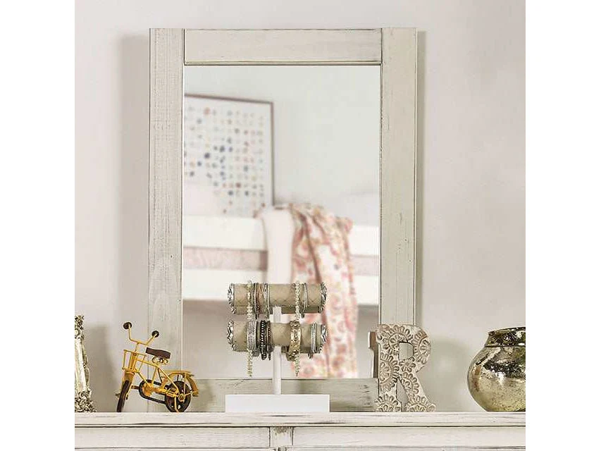 Rockwall Wire-Brushed White Mirror