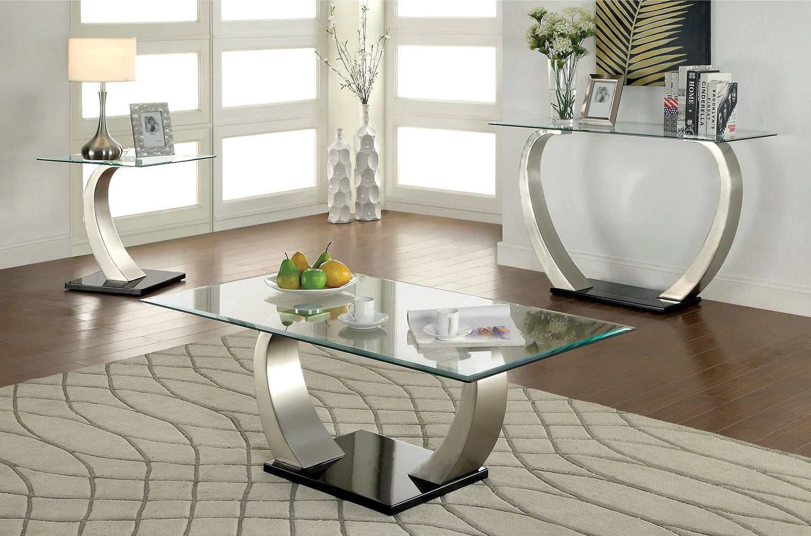 Roxo Satin Plated & Black Sofa Table - Image 2