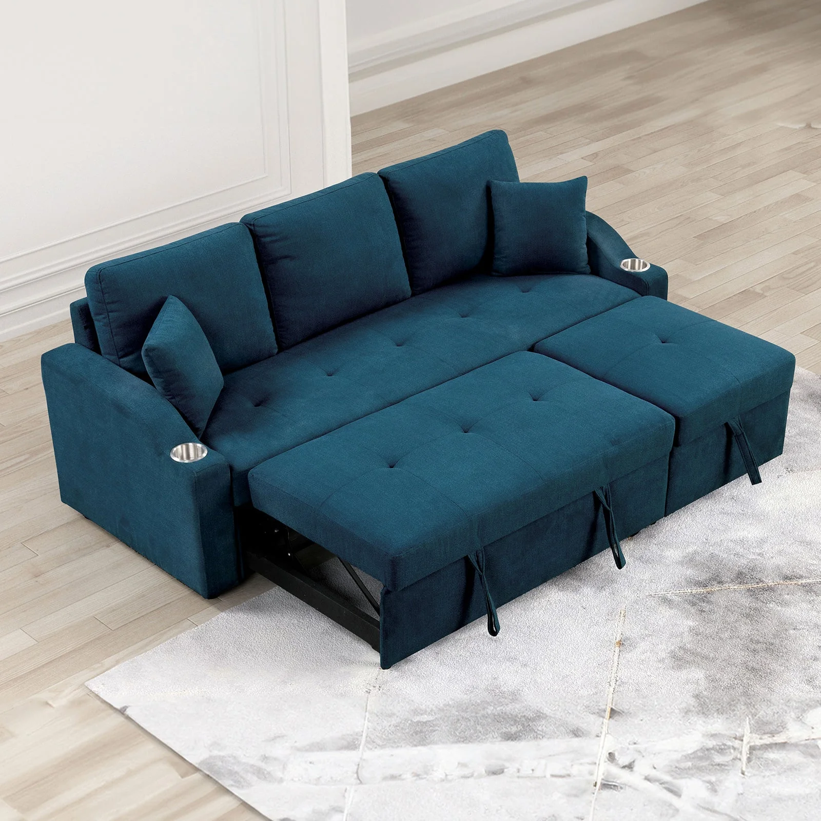 Royden Blue Sleeper Sofa - Image 4