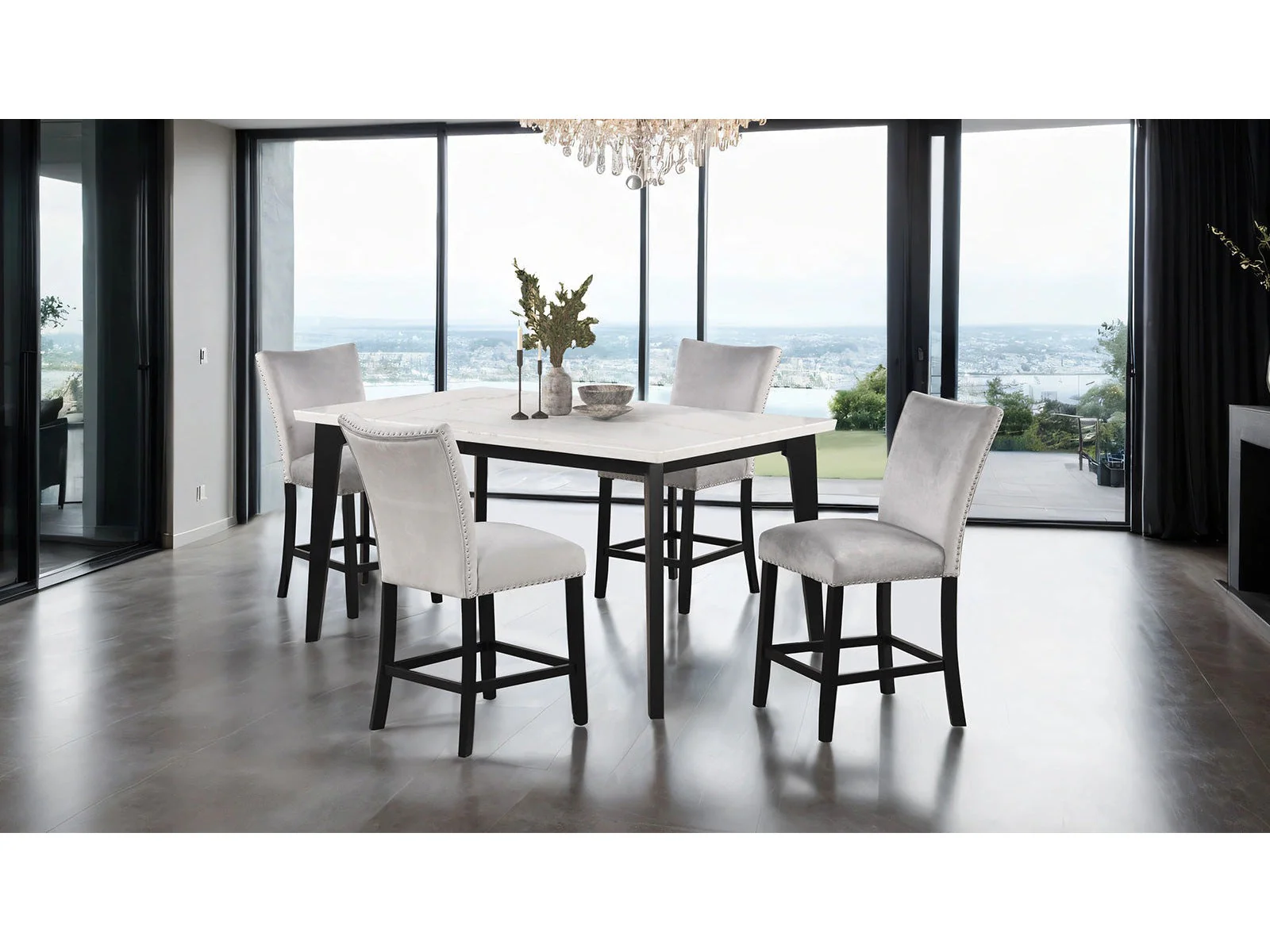 Sabro Black/White Rectangular Counter Height Table